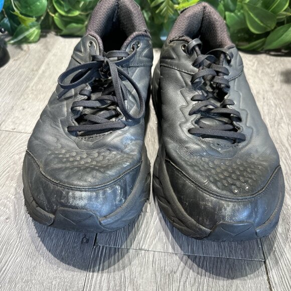 Hoka One One Shoes Mens Size 12 Bondi Slip Resistant Soft Toe Work Black Leather